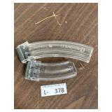 (2) Clear Plastic Aftermarket 22 Mag Magazines