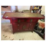 Chinese Style Red Lacquered Console Cabinet