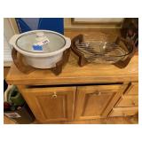 Wood Dish Holders w/Glass Dishes
