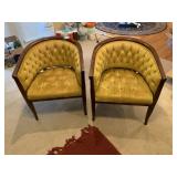 (2) Vintage Barrel Chair Mustard Yellow