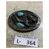 Trantula & Turquoise Belt Buckle German Silver
