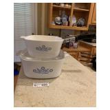 (2) Corning Ware Dishes w/(1) Handle