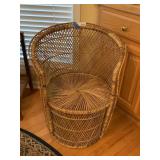 1970s BOHO Woven Wicker Ratten Round Chair