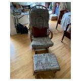 Wooden Glider Rocker w/Ottoman