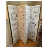 4 Panel Hand Carved Wooden Folding Room Divider
