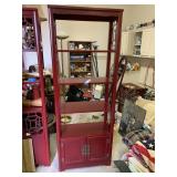 Chinese-Style Red Lacquer Bookshelf