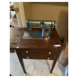 Vintage Sewmor Model 606 Sewing Machine in Cabinet
