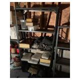 Metal Shelf & Contents Fishing Tackle, Life Vests