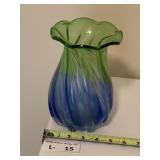 MCM Murano Style Ruffled Top Edge Glass Vase