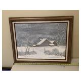 Snow Covered Barn Framed Wall Art