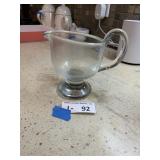 Vintage Heavy Blown Glass Gravy Boat Footed Base