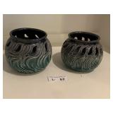 (2) Gary Fuquay? Pottery Candle Holder
