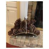 Metal Fire Log Holder w/Pine Cones