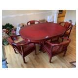 Vintage Red Lacquered Asian-Style Dining Table