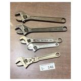 (5) Adjustable Wrenches