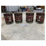 Vintage 'Seasons Greetings' Stainedglass Glasses