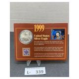 1999 Americal Silver Eagle w/Commemative Stamp
