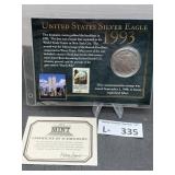 1993 Americal Silver Eagle w/Commemative Stamp