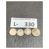 (3) Silver Dimes & 1943 Silver Wartime Nickel