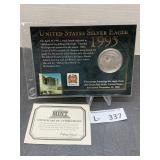 1995 Americal Silver Eagle w/Commemative Stamp