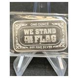 1 Ounce .999 Fine Silver Bar We Stand For The Flag