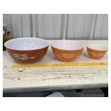 (3) Vintage Pyrex Autumn Harvest WHeat Mixing Bowl
