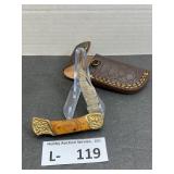 Damascus Style Knife & Sheath Folding