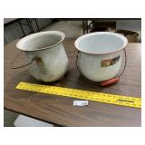 (2) Vintage Enamelware Pail Chamber Pots