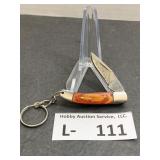 Damascus Style Knife & Sheath Keychain Size