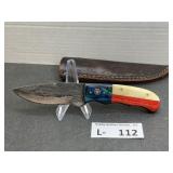 Handmade Knife & Sheath Texas Colors