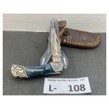 Damascus Style Knife & Sheath Folding