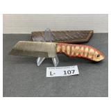 Damascus Style Knife & Sheath Tanto