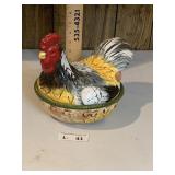 Ceramic Hen on a Nest Lidded Dish
