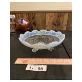 Ruffles & Rings Opalescent Footed Glass Bowl