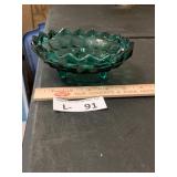 Indian Glass 3 Toed Bonbon Dish Evergreen (Teal)