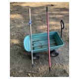 (2) Garden Rakes (Red & Wood Handle)