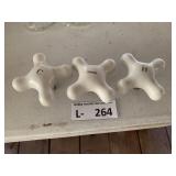 (3) Porcelain Crodd Handle Faucet Knobs