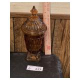 Indiana Glass Amber Glass Lidded Apothecary Jar