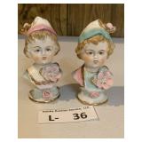 Vintage Porcelain Child Bust Salt & Pepper Shakers
