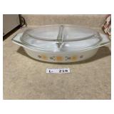 Vintage Pyrex Town & Country Divided Dish w/Lid