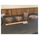 (4)PC Set Vintage Pink Depression Glass Manhattan