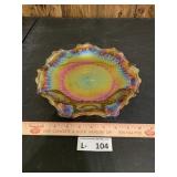Indiana Glass Marigold Carnival Glass Ruffled Dish