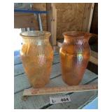 (2) Vintage Jeannette Marigold Carnival Glass Vase