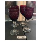 (4) Glass Ruby Red Goblets