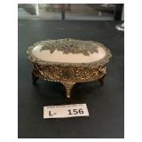 Gilt Metal Footed Jewelry Box