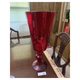 Vibrant Red Glass Chalice Vase