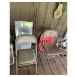 Folding Chairs, Box Fan, Metal Shelves, etc