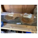 (2) Iris & Herringbone Marigold Ruffled Glass Bowl