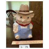1960s? Farmer Pig Ceramic Farmer Pig Cookie Jar