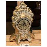 Vintage 1950s Le Mieux China Gold Mantel Clock